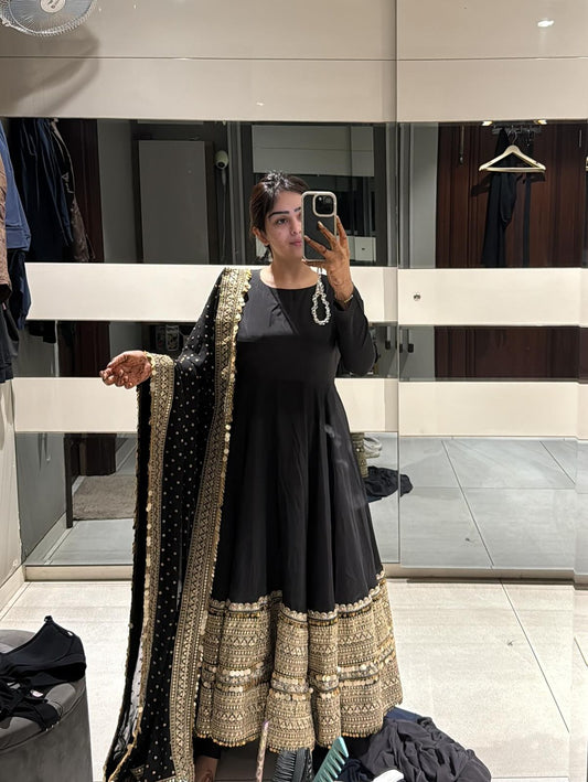 Midnight Bloom Anarkali Set