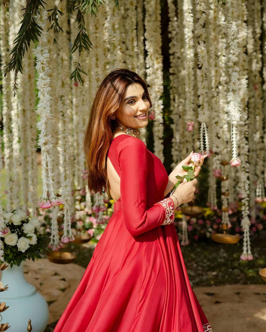 Red Premium Anarkali Suit Set