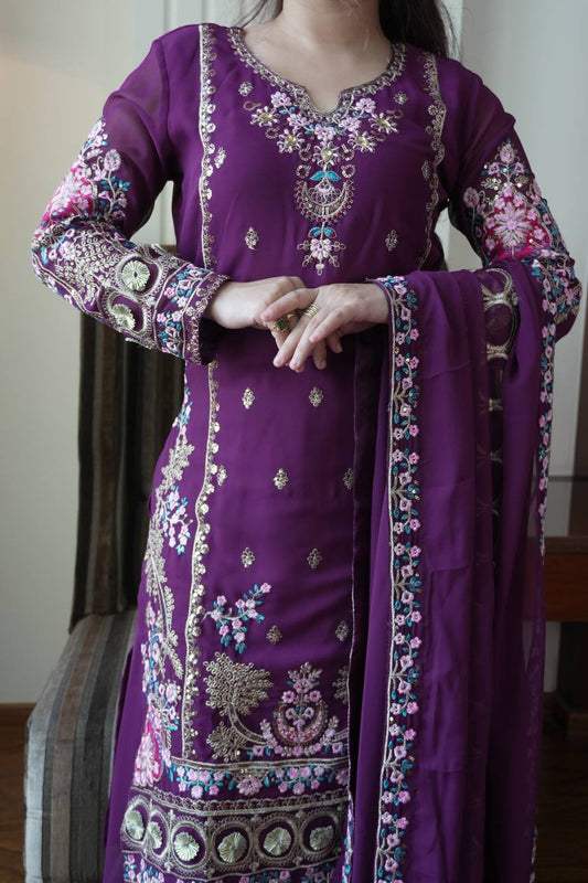 Majestic Purple Sharara Set