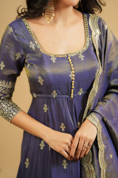 Purple Gold Traditional Anarkali Suit Set