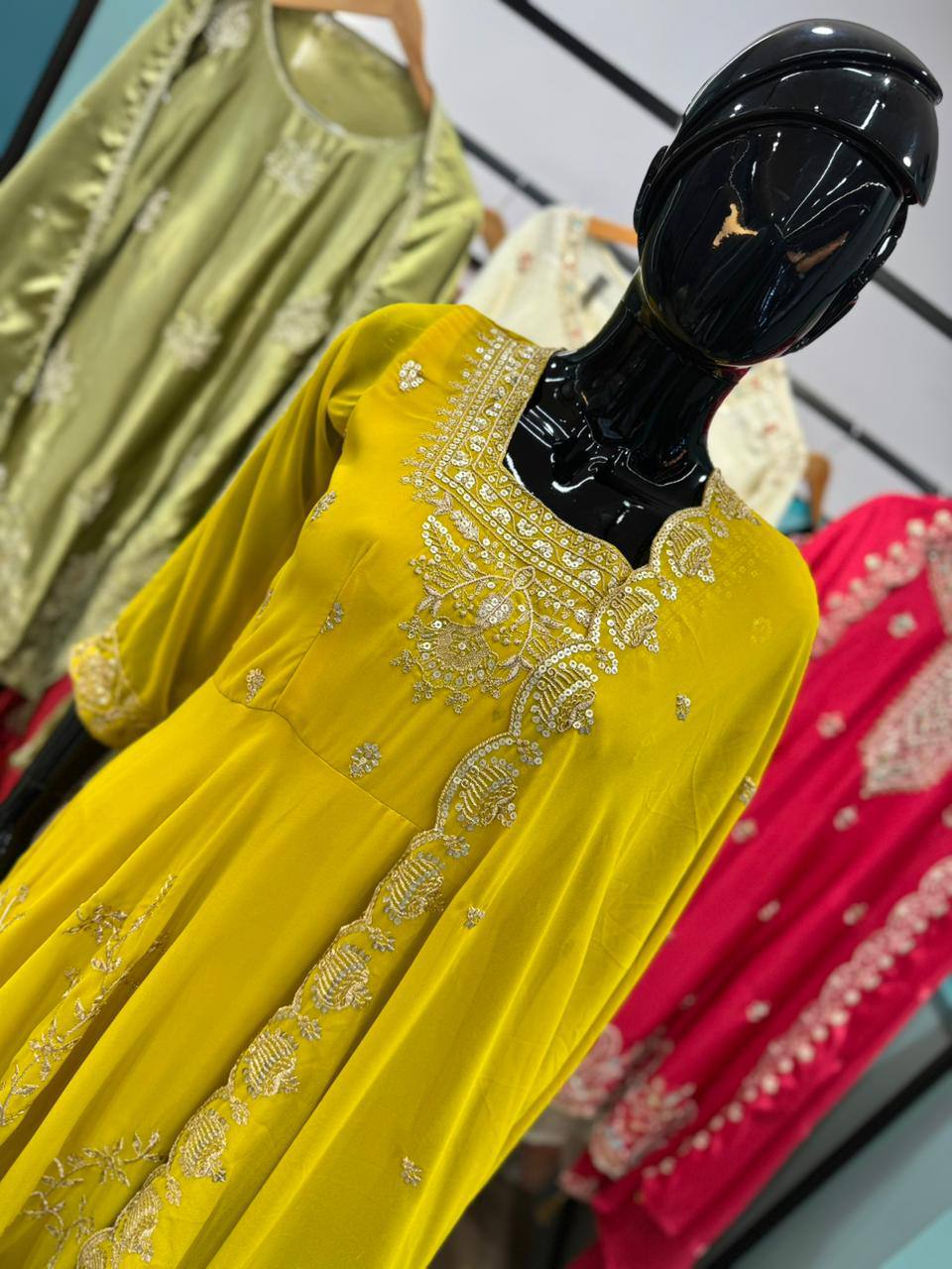 Marigold Anarkali Suit Set