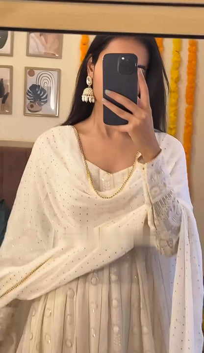 Pure White Long Anarkali Dress