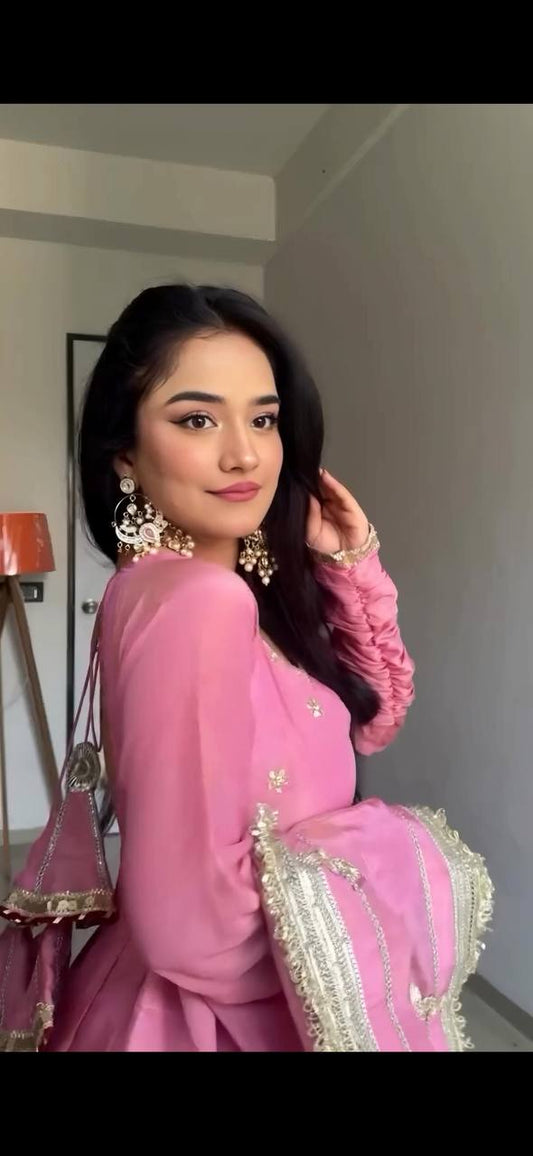 Pink Traditional Anarkali Suit Set