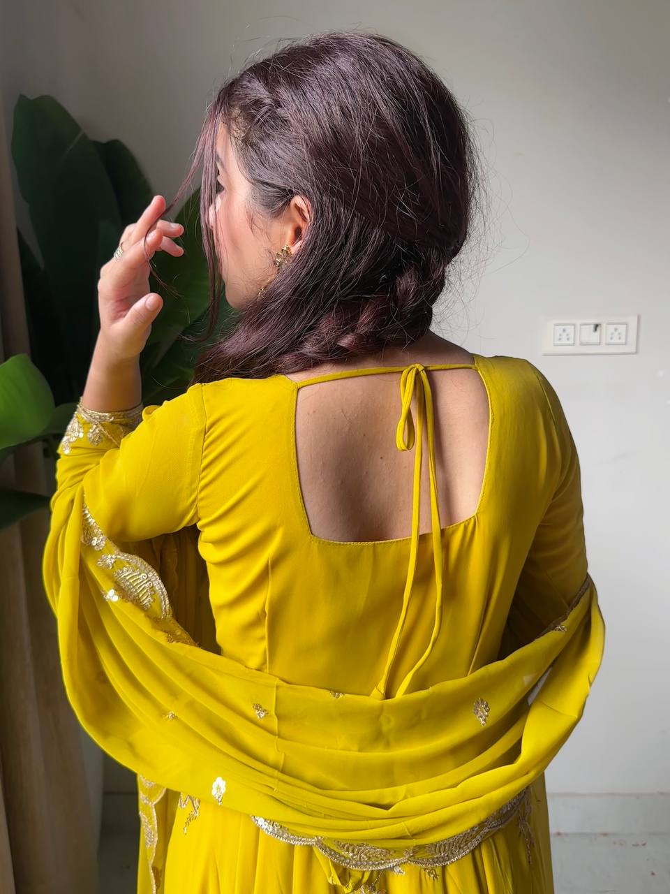 Marigold Anarkali Suit Set