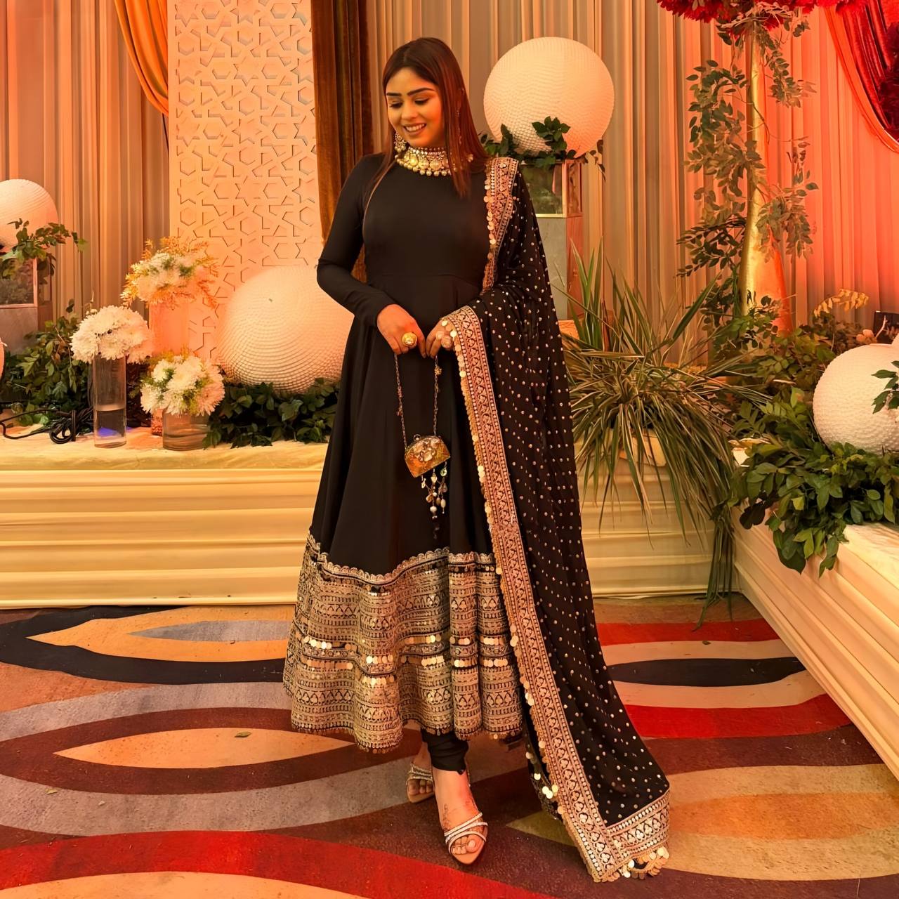 Midnight Bloom Anarkali Set