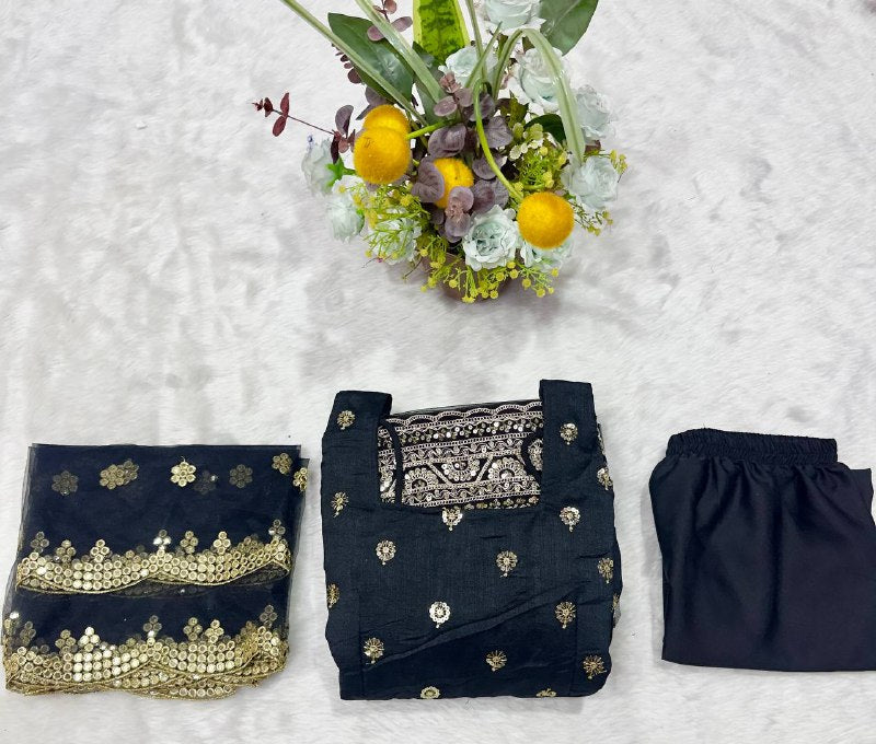 Black Anarkali in Golden Work