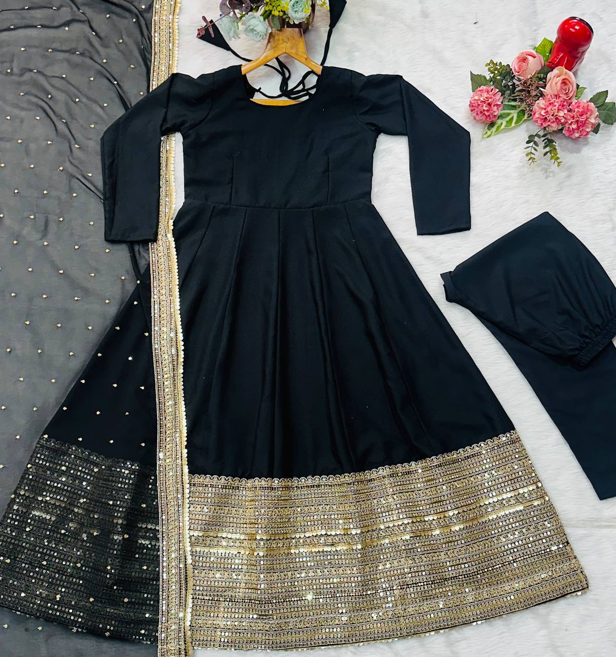Midnight Bloom Anarkali Set