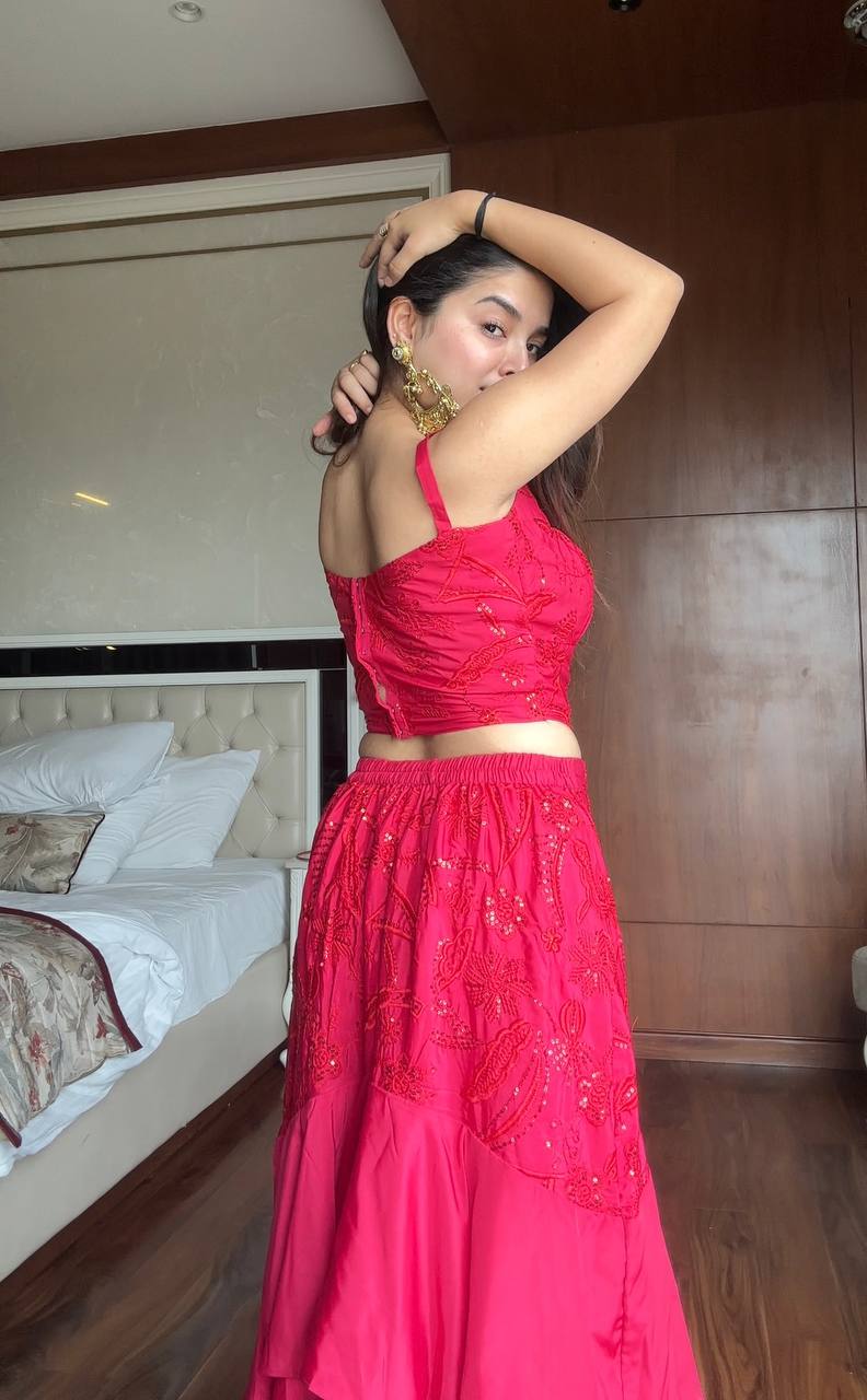 Hot Pink Party Lehenga Set