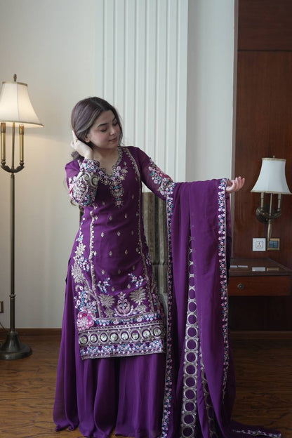 Majestic Purple Sharara Set
