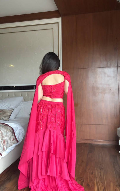 Hot Pink Party Lehenga Set