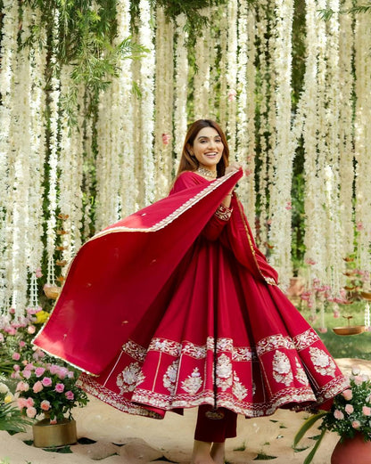 Red Premium Anarkali Suit Set