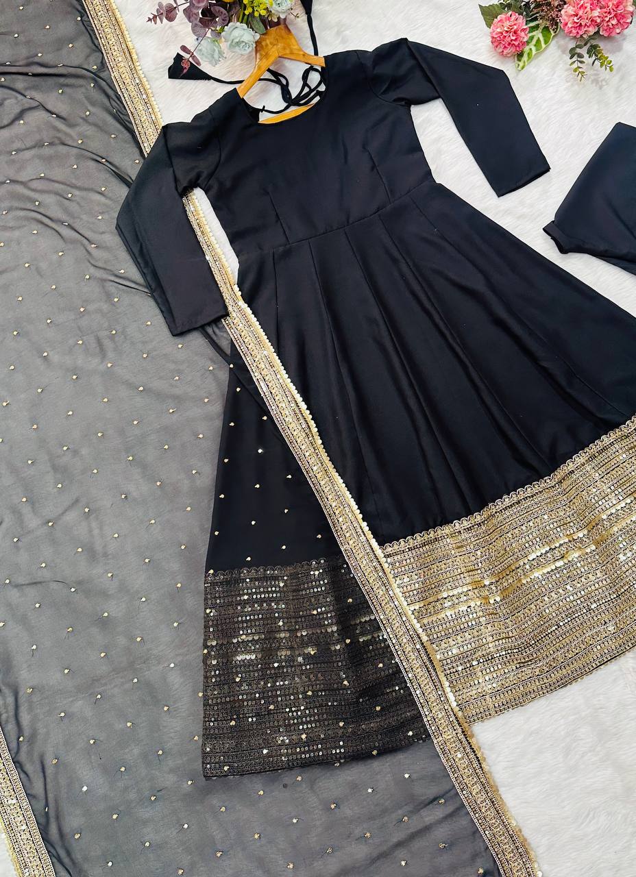 Midnight Bloom Anarkali Set