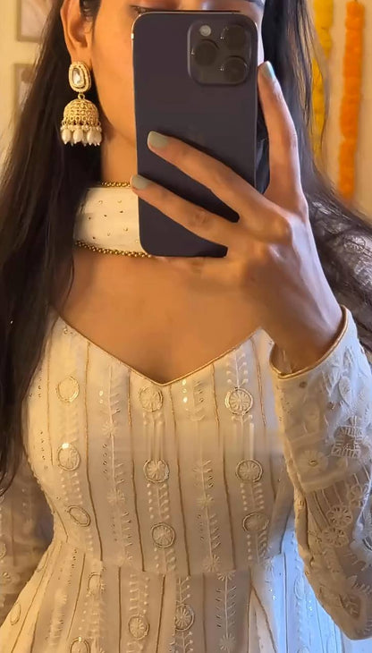 Pure White Long Anarkali Dress