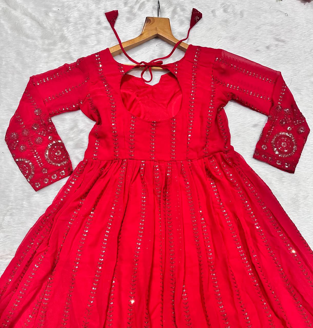 Red Festive Flared Anarkali