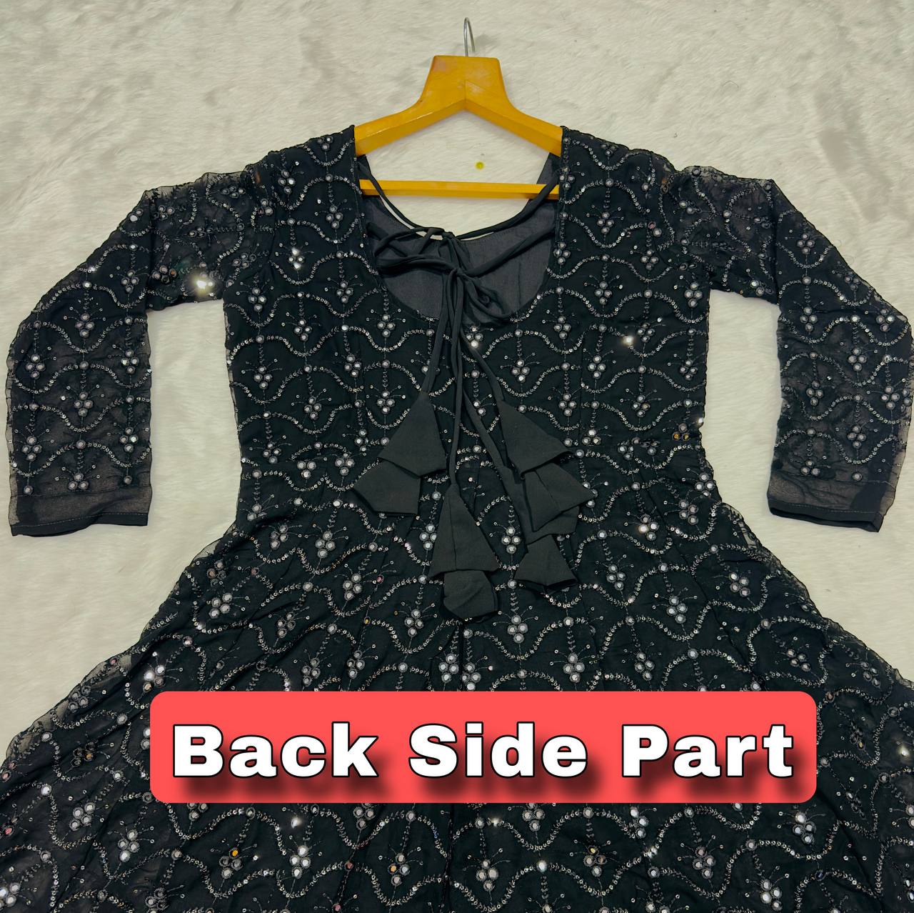 Black Sequin Anarkali Dress