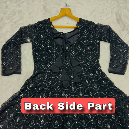 Black Sequin Anarkali Dress