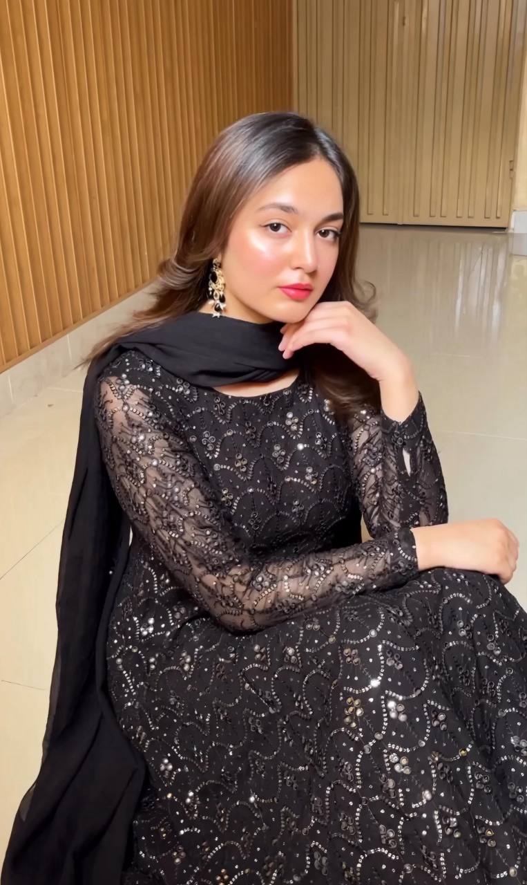 Black Sequin Anarkali Dress