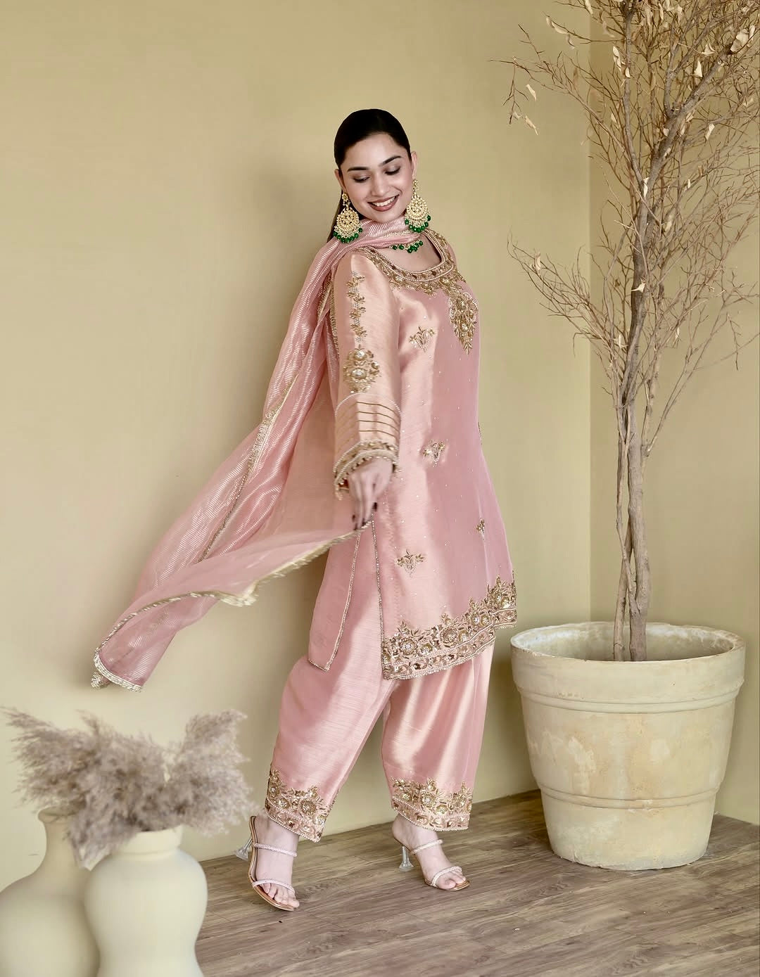 Rosy Bloom Festive Suit