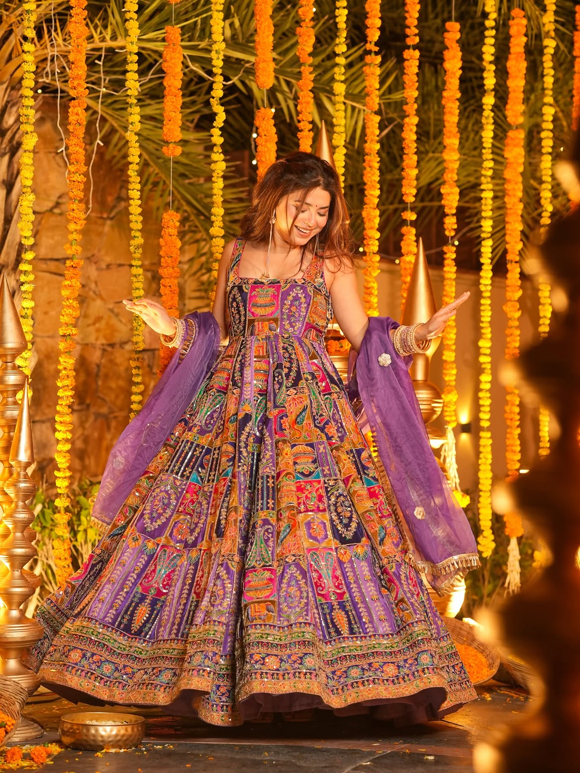 Vibrant Multicolor Designer Festive Gown