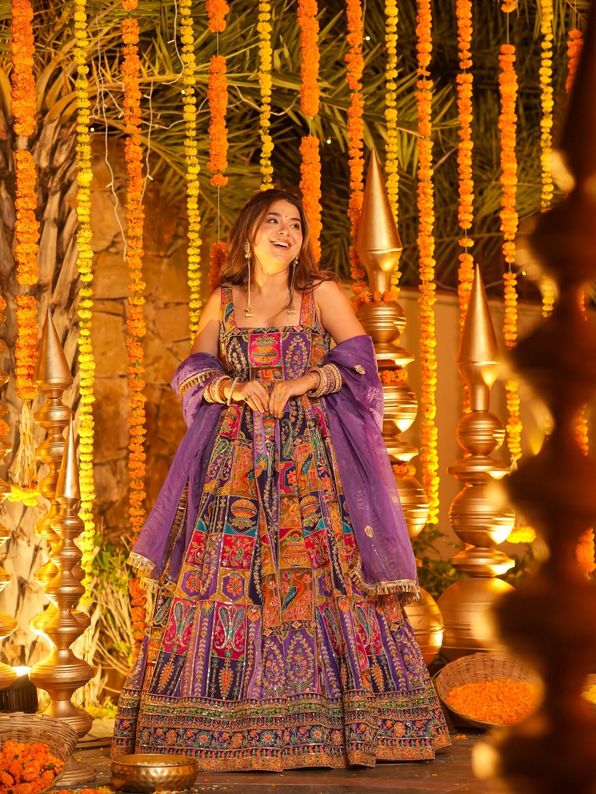 Vibrant Multicolor Designer Festive Gown