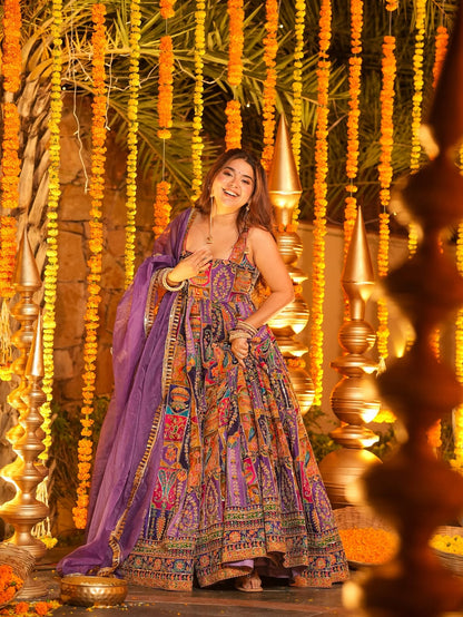 Vibrant Multicolor Designer Festive Gown