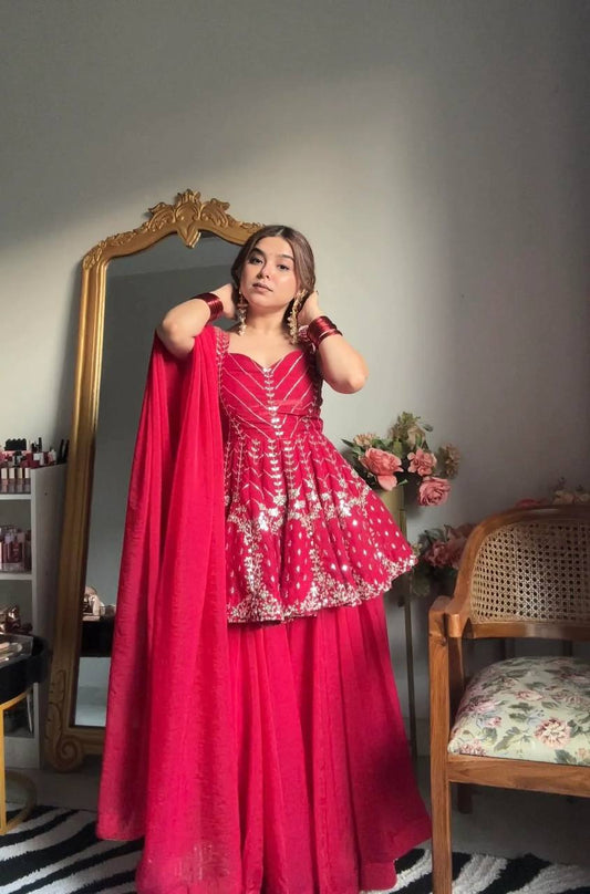 Scarlet Bloom Sharara Suit