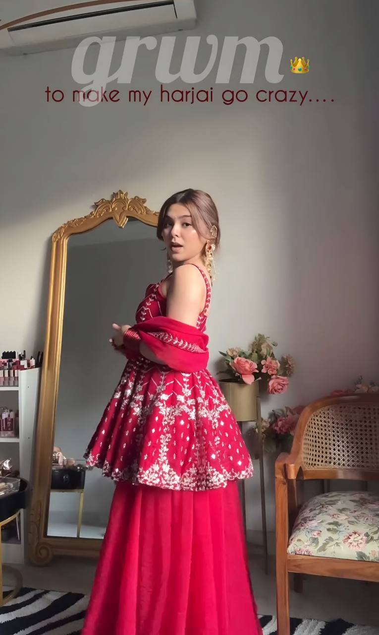 Scarlet Bloom Sharara Suit