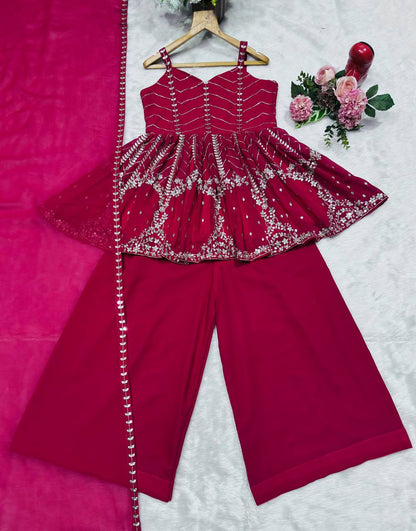 Scarlet Bloom Sharara Suit