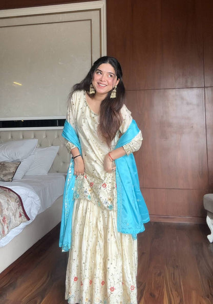 Luxury Ivory Sharara Suit