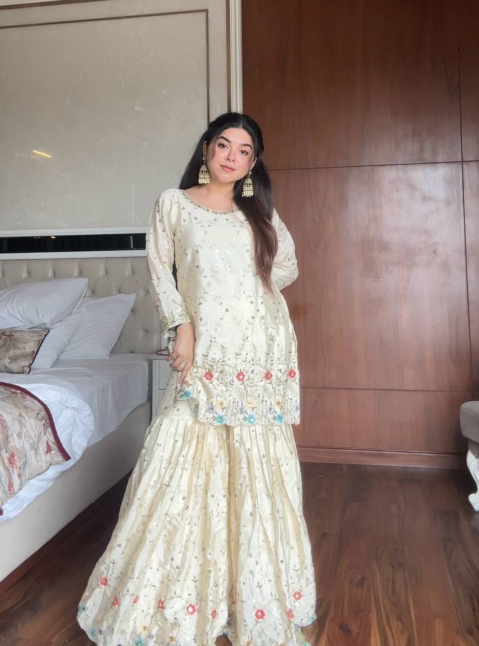 Luxury Ivory Sharara Suit