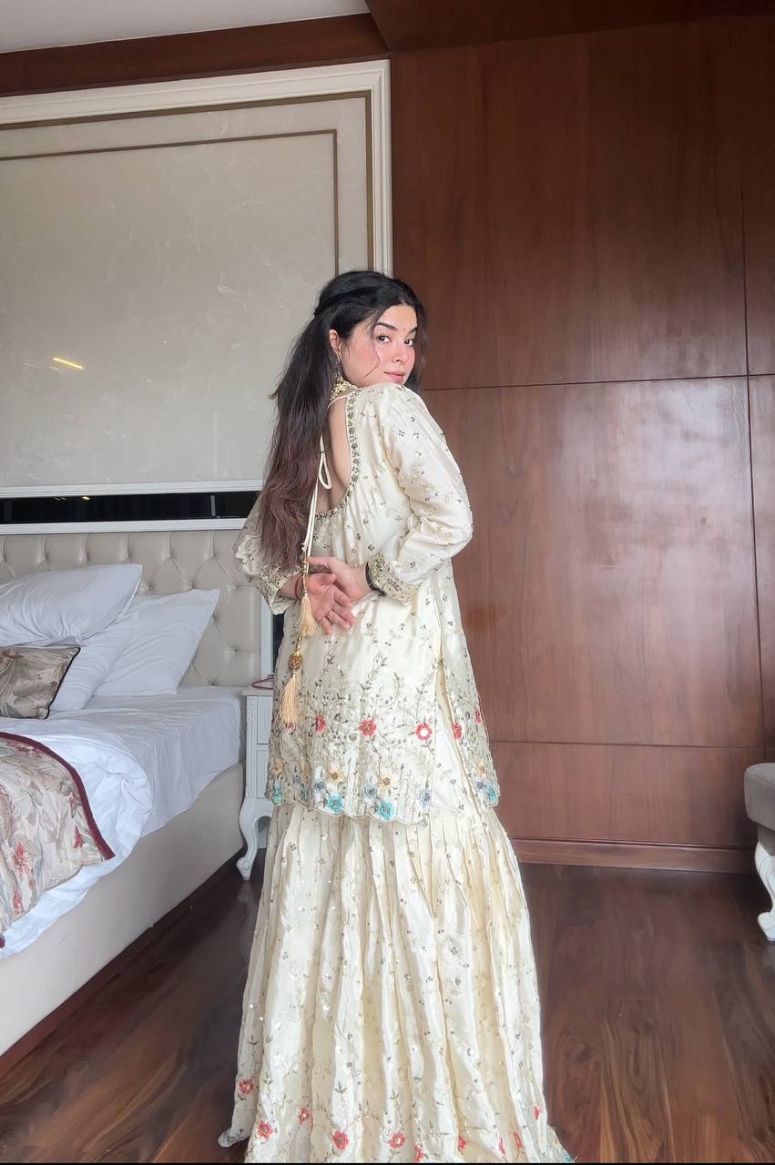 Luxury Ivory Sharara Suit