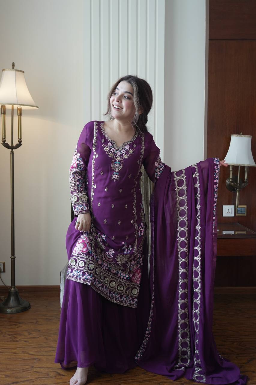 Majestic Purple Sharara Set