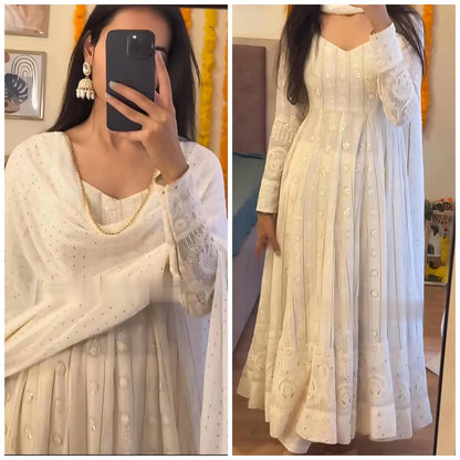 Pure White Long Anarkali Dress