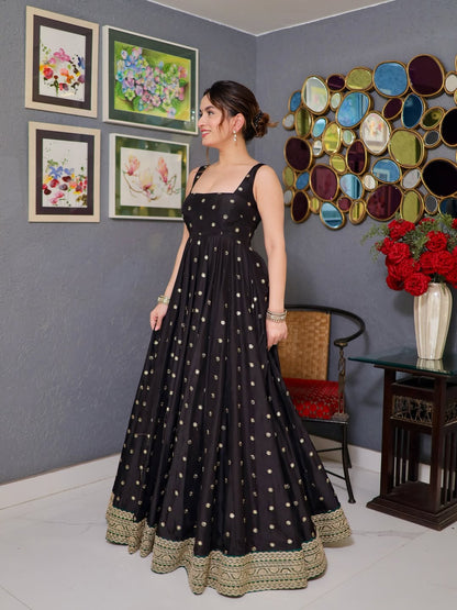 Black Anarkali in Golden Work