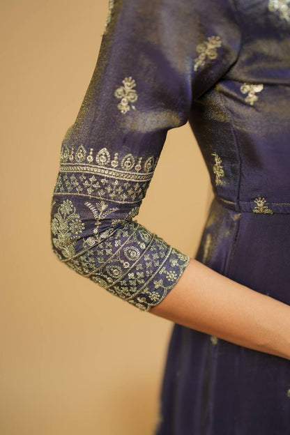 Purple Gold Traditional Anarkali Suit Set