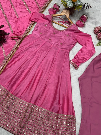 Pink Traditional Anarkali Suit Set