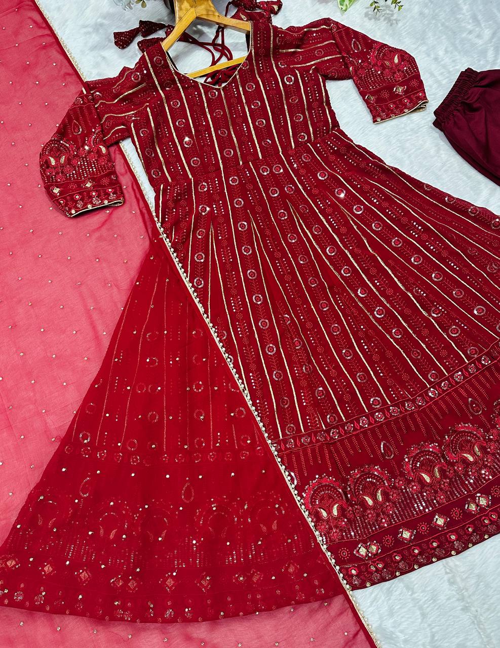Regal Red Anarkali Set