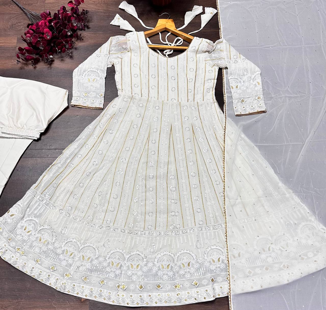 Pure White Long Anarkali Dress