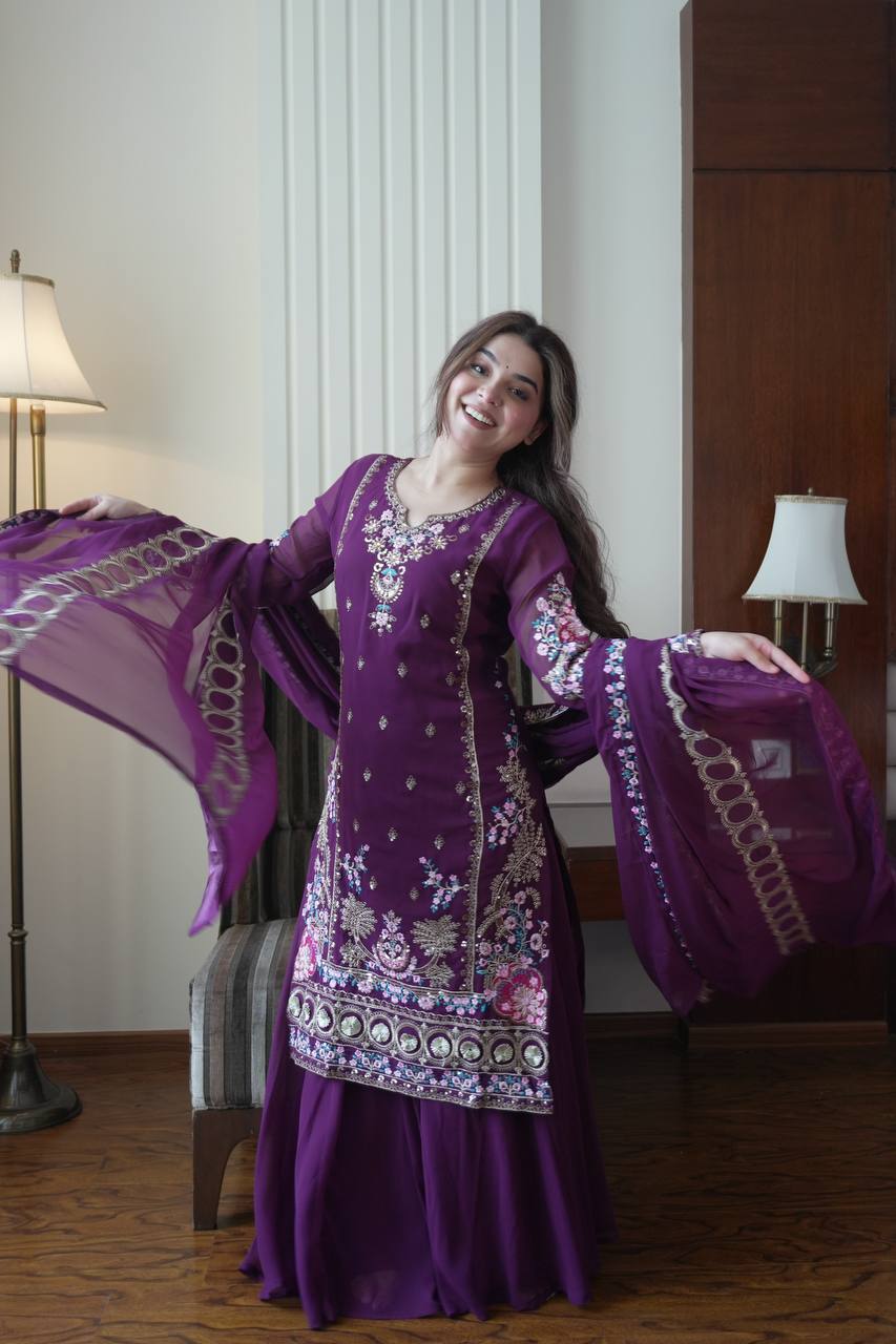 Majestic Purple Sharara Set