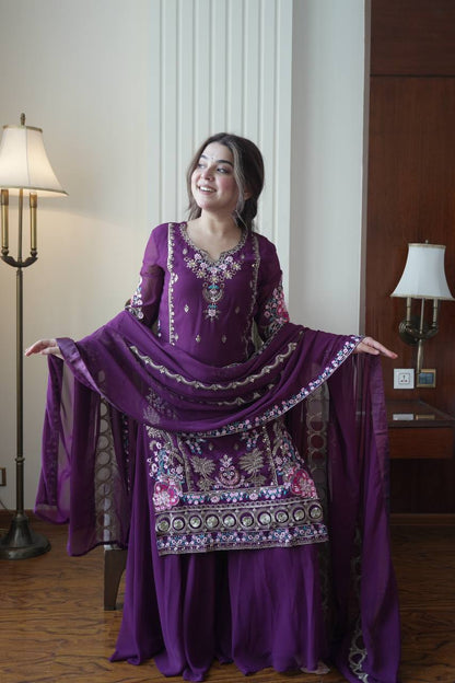 Majestic Purple Sharara Set
