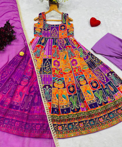 Vibrant Multicolor Designer Festive Gown
