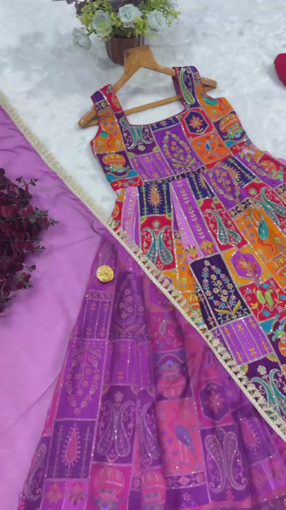 Vibrant Multicolor Designer Festive Gown