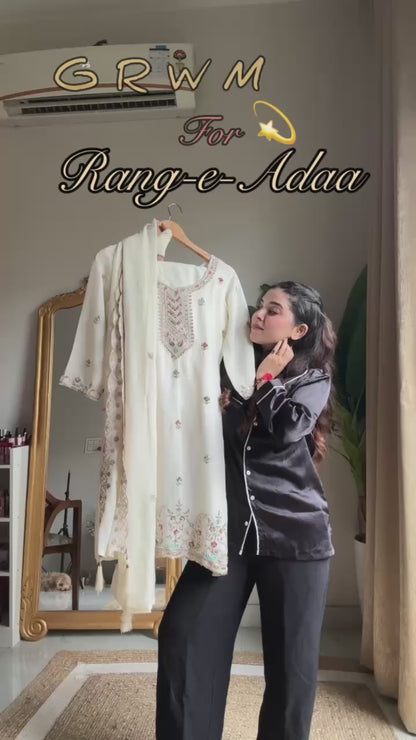 Elegant White Ethnic Kurta Set