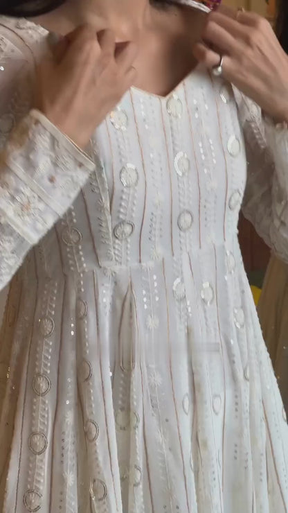 Pure White Long Anarkali Dress