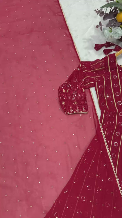 Regal Red Anarkali Set