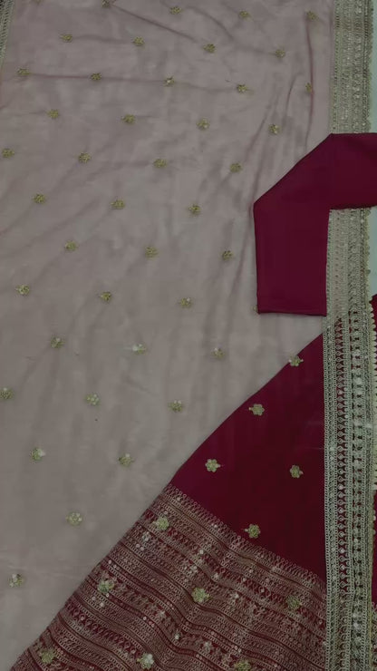 Maroon Gold Anarkali Dress