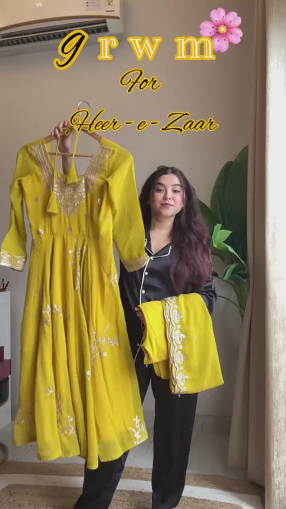 Marigold Anarkali Suit Set