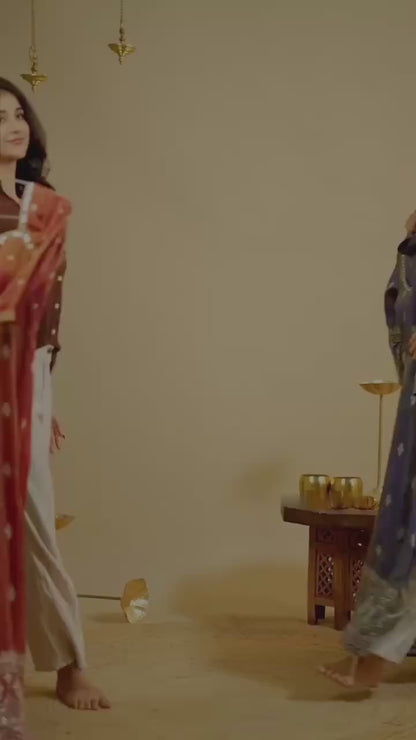 Purple Gold Traditional Anarkali Suit Set