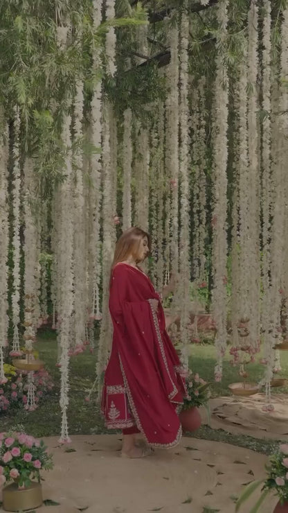 Red Premium Anarkali Suit Set