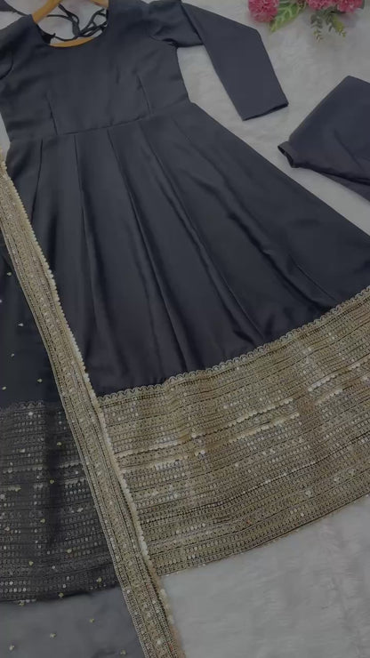 Midnight Bloom Anarkali Set
